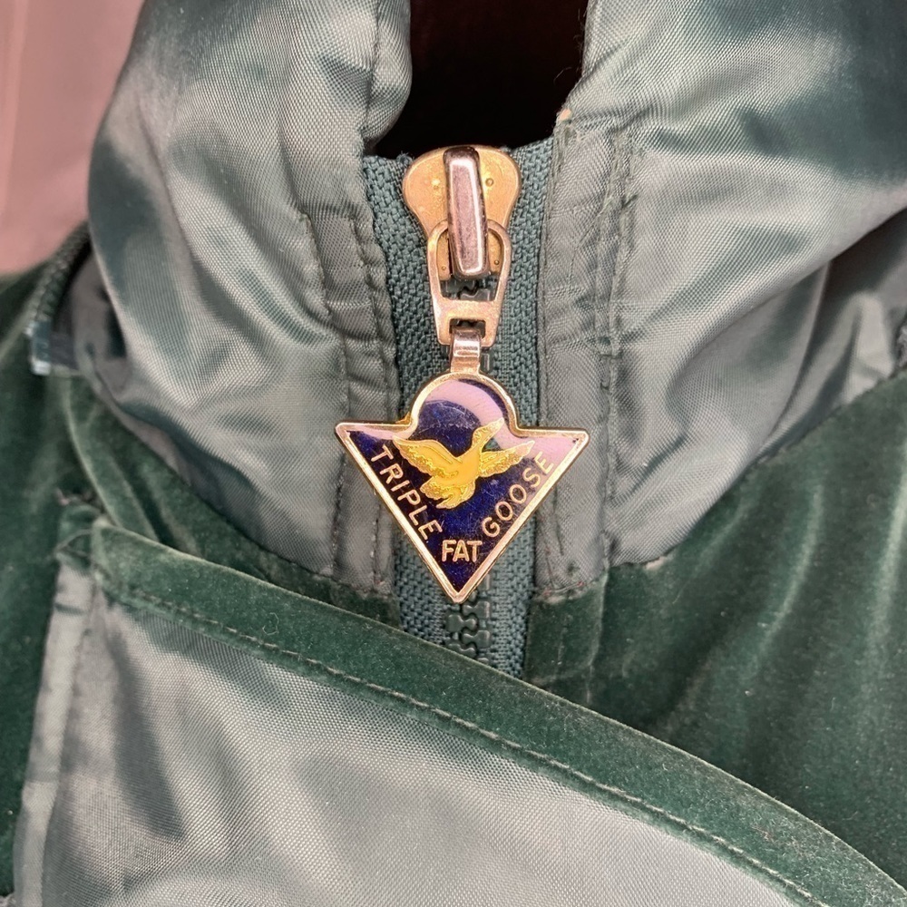 Vintage 90s Triple Fat Goose Down Coat Winter Jacket Parka Size large green - Picture 6 of 16
